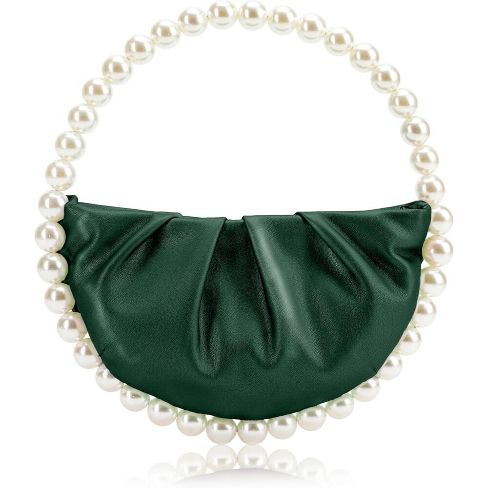 Advanced Evening Clutch Purse: Pearl Handle & Secure Zipper for Essentials